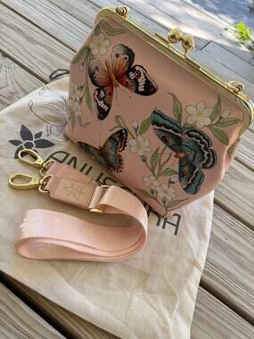 Anuschka frame bag Butterfly Melody pink NWT butterfiles